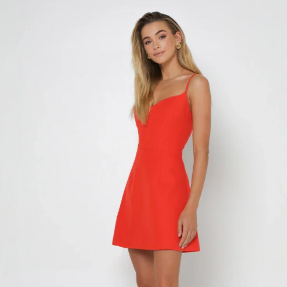 Adelyn Rae Jinni Fit & Flare Party Prom Split Back Red Dress sz Small NWT